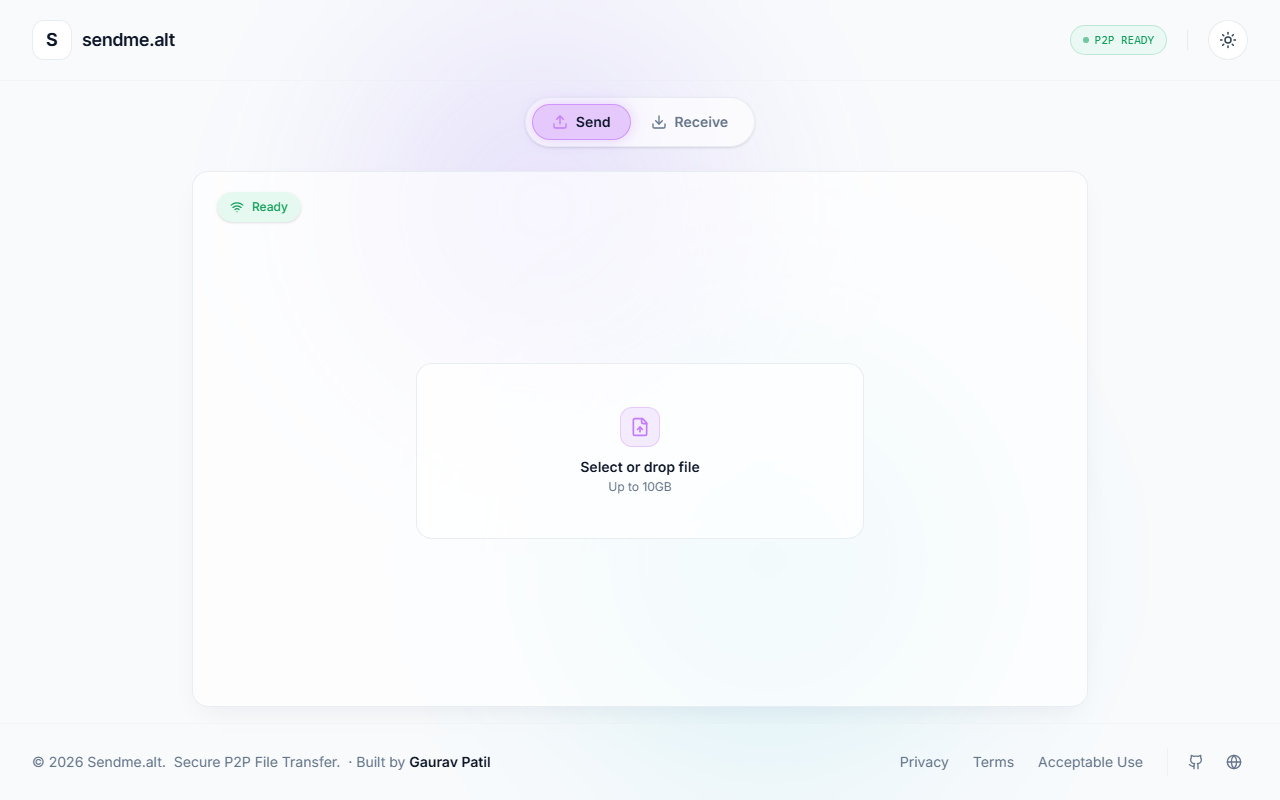 Send2Me — Secure P2P File Transfer preview screenshot (light) 3